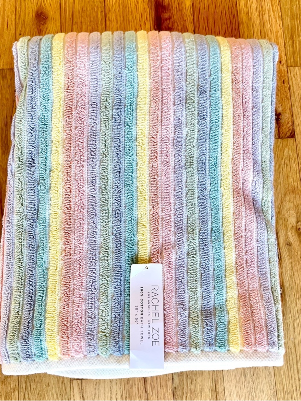 NWT Rachel Zoe Cotton Rainbow Striped Pastel Towel